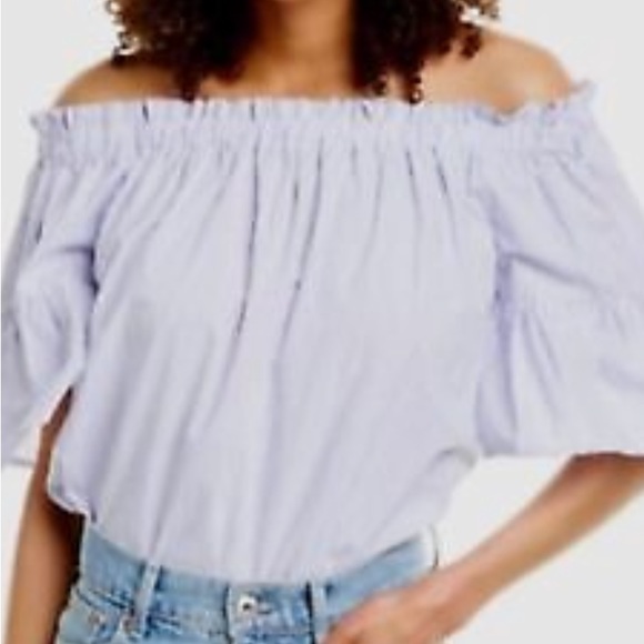 NWT KATE SPADE Women's Broome Street Stripe Off The Shoulder Top size S - Picture 2 of 10